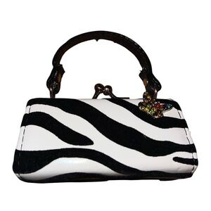 Stylish Zebra Print mini Handbag style lipstick holder . Kiss lock clasp